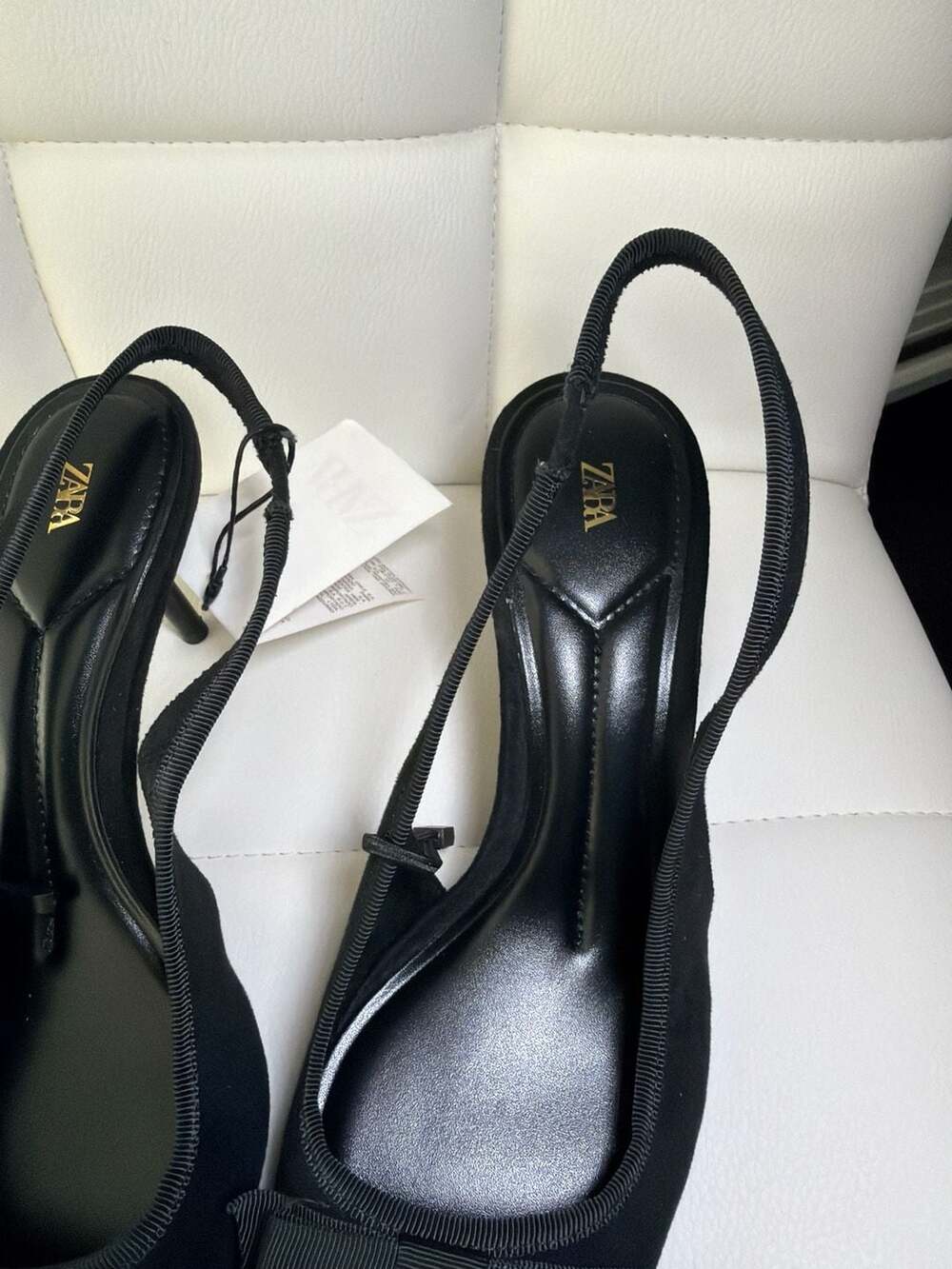 ZARA Black Bow Slingback Kitten Heels - Picture 3 of 8